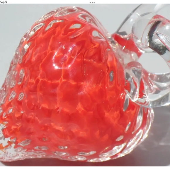 Anton Art Anton Intaglio Red Iridized Glass Strawberry Art Glass